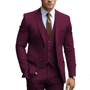 Uomo abito tre pezzi bordata vestibilita slim business matrimonio smoking giacca gilet pantaloni