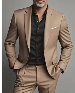 Men's slim fit business suit set casual blazer and trousers for formal wedding wear.