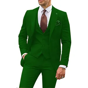Men's 3-piece slim fit suit set formal business wedding prom groom jacket vest pants