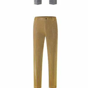 Men's shiny silk straight-leg formal dress pants business casual trousers in gold color