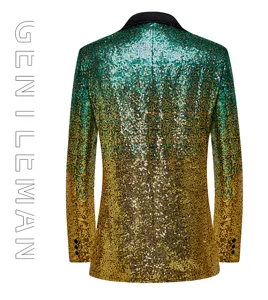 Men's Gradient Sequin Blazer Slim Fit Suit Jacket Nightclub Stage Performance Formal Wear