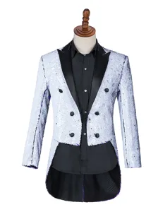 Frac con Lentejuelas Hombre Magician Show Blazer Fiesta Formal Chaqueta de Actuacion