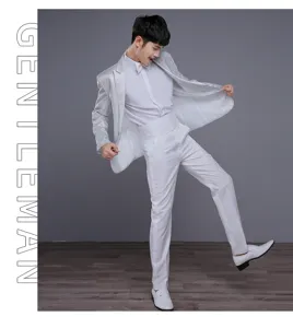 Traje plateado brillante para hombre esmoquin slim fit boda fiesta escenario elegante