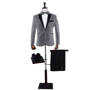 Traje Gris Brillante Slim Fit para Hombre Conjunto con Camisa Pantalón Vista Principal