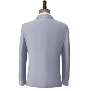 Men's slim fit grey business suit jacket, ideal for wedding and formal events.