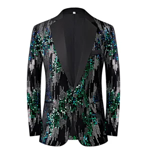 Veste de blazer homme elegante a sequins brillants, parfait pour soiree et scene.