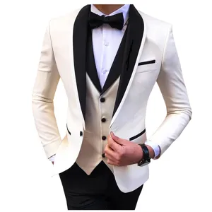 Herren 3-Teilig Slim Fit Colorblock Anzug Blazer Weste Hose Hochzeit Business Events