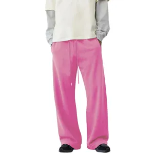 Rosa weite Jogginghose Detail, lässige gerade Freizeithose mit Kordelzug am Bund.