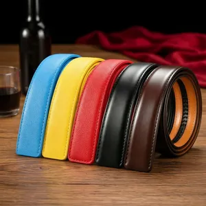 Men's Casual Business Automatic Ratchet Belt Strap PU Leather Width Without Buckle Replacement Waist Belt
