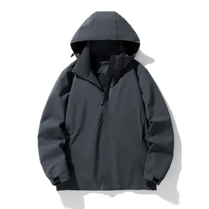 Men's Hooded Windbreaker Jacket Outdoor Lightweight Windproof Waterproof Solid Color Sports Mountaineering Full Zip Top