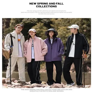 Couple outdoor windbreaker jacket suit spring autumn casual sportswear two piece set for men and women