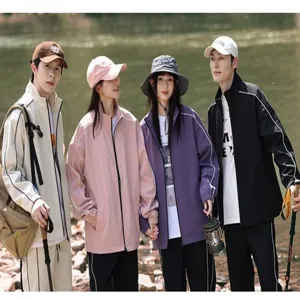 Unisex outdoor windbreaker jacket suit spring autumn casual sports couple two-piece set