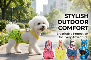 Pantalón fisiológico para perro pañal transpirable con tirantes estampado dibujos animados