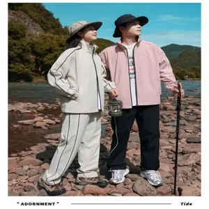Couple outdoor hiking jacket and pants set spring autumn casual sportswear two piece