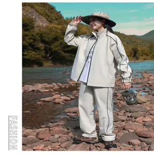 Outdoor windbreaker jacket and pants set for spring hiking sportswear suit outfit