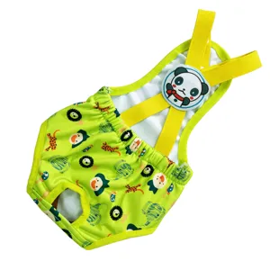 Perro gato mascota pantalones sanitarios con lindo estampado animal y tirantes ajustables
