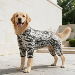 Large Dog Four-Legged Clothes Jumpsuit All Season Breathable Pet Pajamas Zebra Leopard Snake Pattern Puppy Apparel