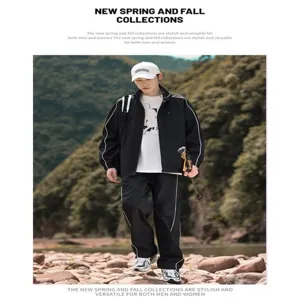 Men's spring fall outdoor windbreaker jacket sportswear set casual two piece outfit
