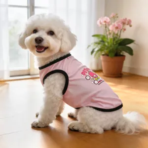 Breathable pink pet vest for dogs, cute summer clothes for small puppies and cats daily wear.