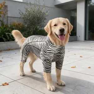 Zebra print dog jumpsuit four-leg pet clothes for golden retriever medium large dogs