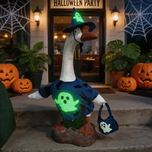 Costume da oca di Halloween set con camicia blu fantasma luminoso cappello da strega