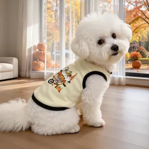 Cute autumn dog vest breathable pet clothes for daily wear and festive pumpkin party outfits.