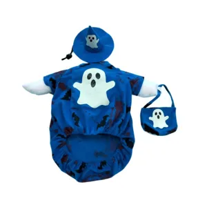 Costume di oca di Halloween con cappello da fantasma e borsa, abbigliamento festivo.