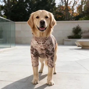 Golden retriever four-leg dog clothes snakeskin print pet jumpsuit large dog apparel warm