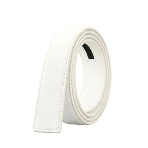 White mens automatic leather belt strap 3.5cm replacement belt without buckle for men.