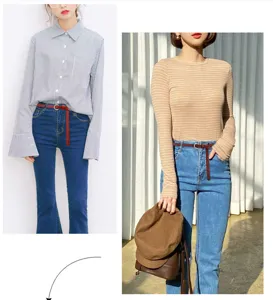 Detail view of the sleek thin leather belt, showcasing its delicate buckle and chic styling.