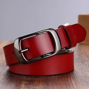 Women's Casual PU Leather Belt Fashion Simple Pin Buckle Adjustable Waist Belt For Ladies Daily Outfits
