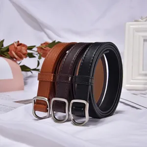 Casual PU Leather Belt For Men Women Fashion Square Pin Buckle Decorative Waist Belt Retro Daily Jeans Belt