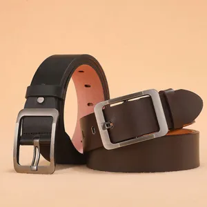 Cinturón informal de piel sintética para hombre con hebilla metálica, clásico.