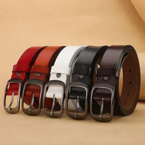 Women genuine leather belt fashion pin buckle casual dress belt multi color options
