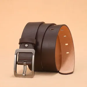 Cinturón de cuero PU casual vintage para hombre con hebilla de metal para vaqueros
