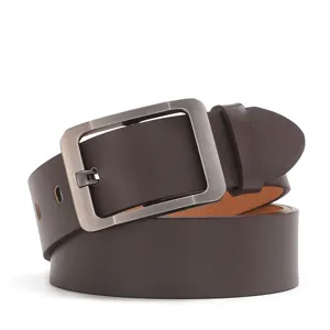 Cinturón de cuero PU casual retro para hombre con hebilla de metal, ideal para jeans.