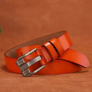 Women genuine leather belt casual pin buckle cowhide waist belt for jeans trousers daily wear
