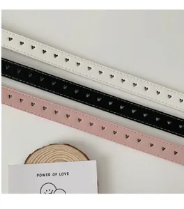 Women heart cutout belt minimalist stylish casual jeans belt trendy accessory for daily