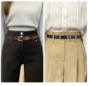 Ceinture fine en cuir femme mode rétro boucle ardillon pour jean pantalon décontracté