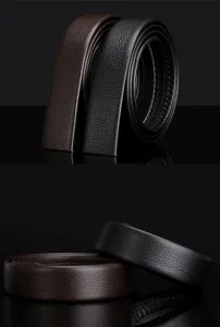 Heren echt rundleer riem bandje 3,5 cm breed automatische gesp vervanging riem