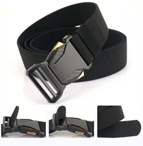 Cinturón táctico de nylon para hombre con hebilla rápida trabajo exterior negro