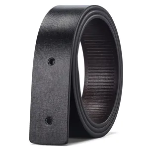 Cintura da uomo nera in pelle automatica di ricambio senza fibbia per pantaloni casual