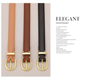 Women's slim genuine cowhide leather belt set with pin buckle for casual jeans dress
