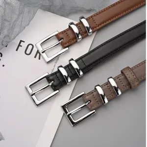 Ceinture en Cuir Véritable pour Femmes Rétro Ceinture de Pantalon Casual Avec Boucle en Métal Accessoire de Taille