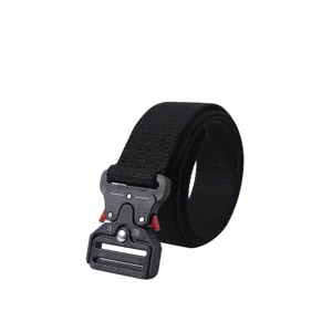 Cintura tattica nera in tela con fibbia metallica a sgancio rapido per jeans unisex