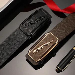 Herren Ledergürtel mit automatischer Metallschnalle, stilvoller Business Freizeit Gürtel aus Leder.