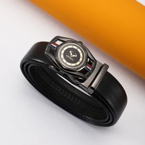 Ceinture en cuir à boucle automatique pour homme affaires loisirs noir haute qualité