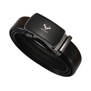 Ceinture en cuir noir pour homme avec boucle automatique métal mode casual bureau