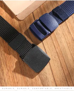 Cinturón táctico de nailon para hombre con hebilla de plástico sin metal informal