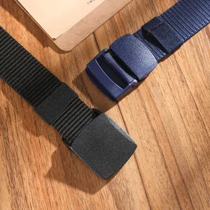 Nylon tactical belt for men outdoor sports casual canvas belt with plastic buckle black blue